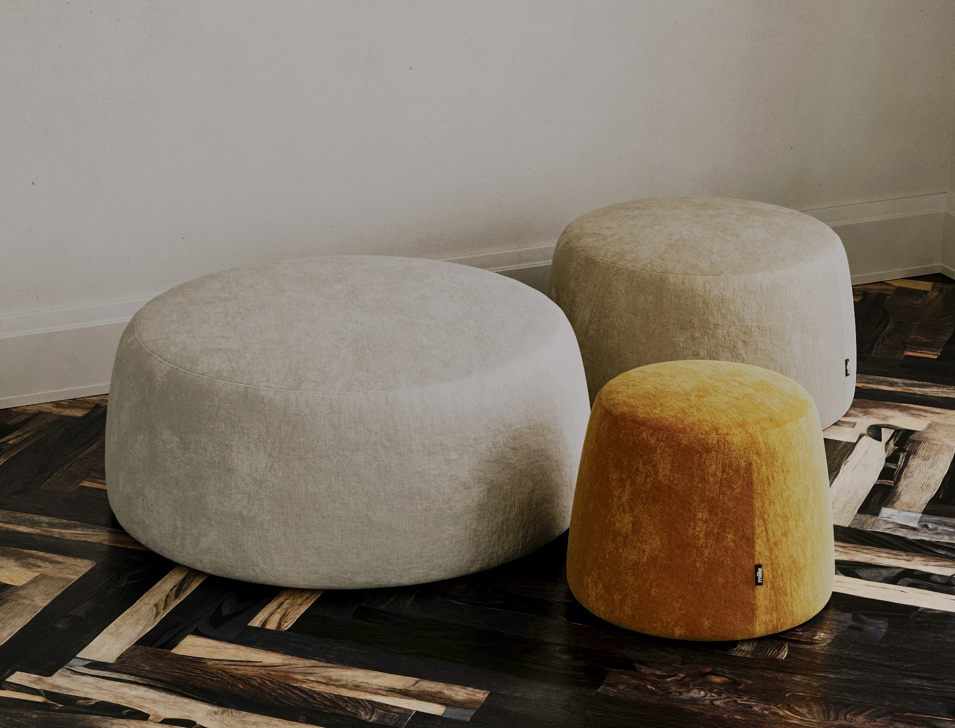 Macarons pouf in lifestyle context
