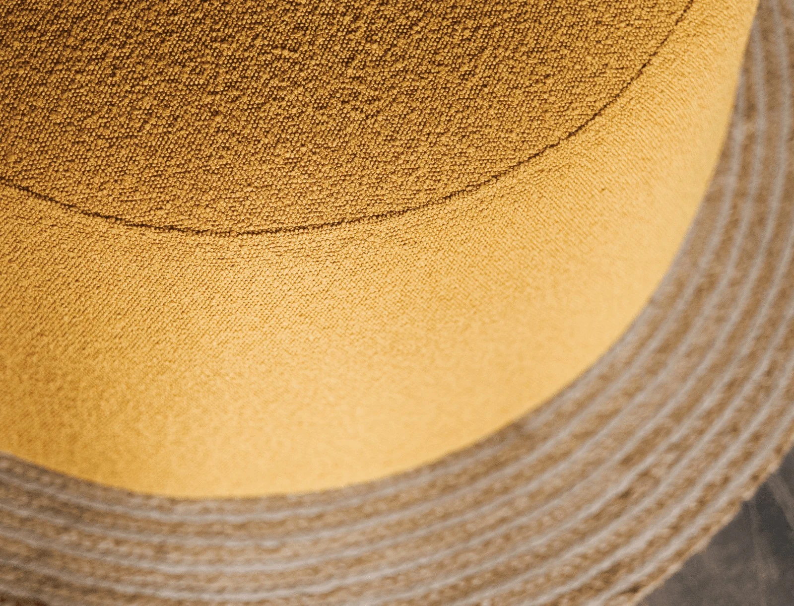 Side detail of the Macarons pouf showing the softly rounded edges