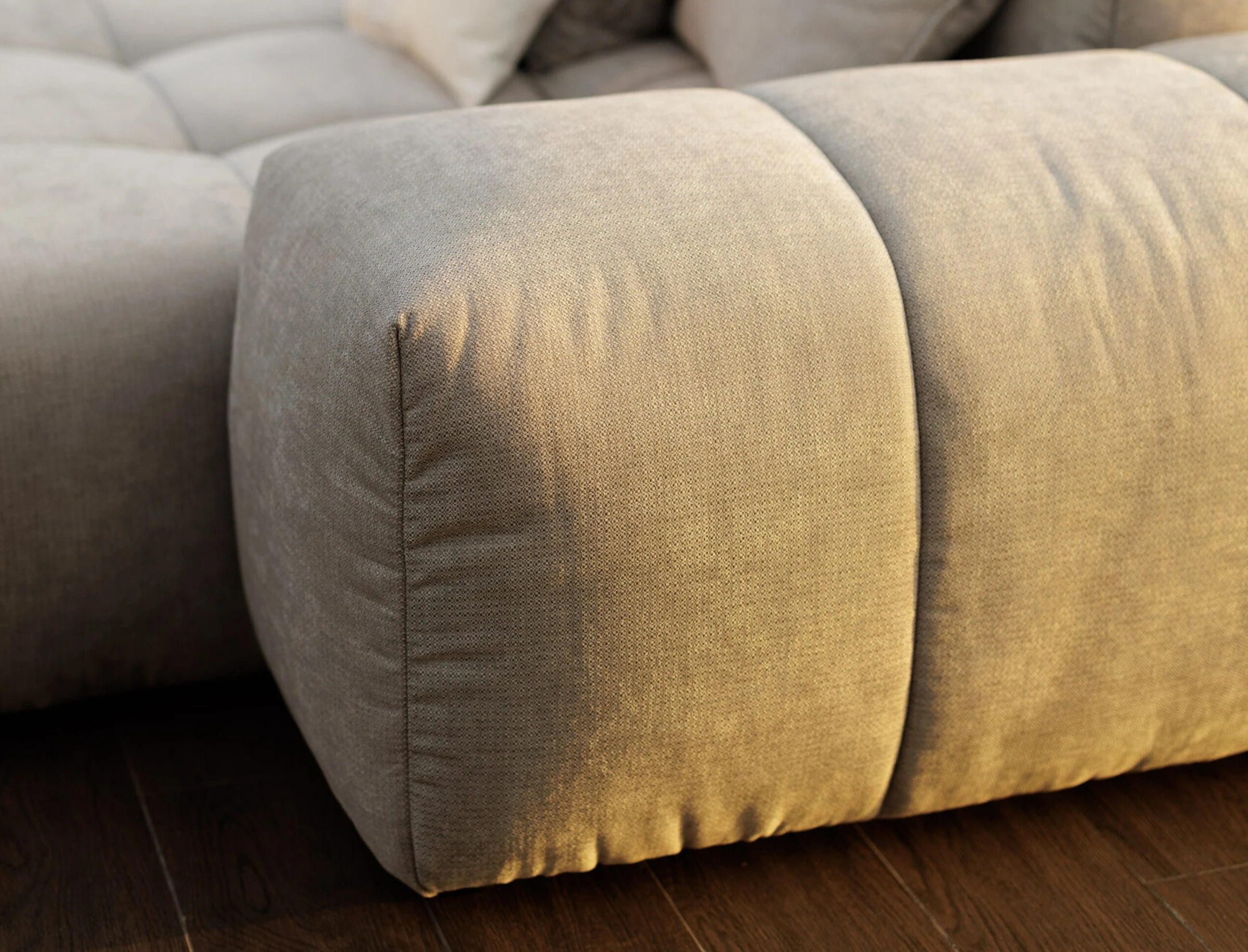 Close detail of the grey tufted Nami surface