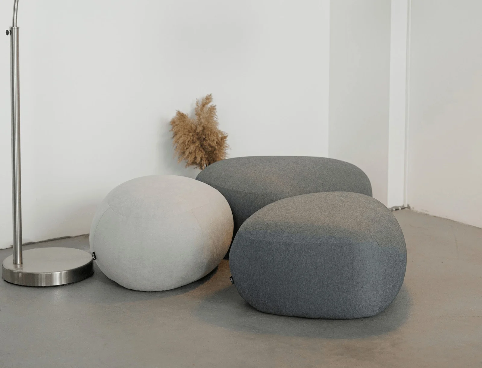 Macro of the natural textured fabric on the Chios pouf