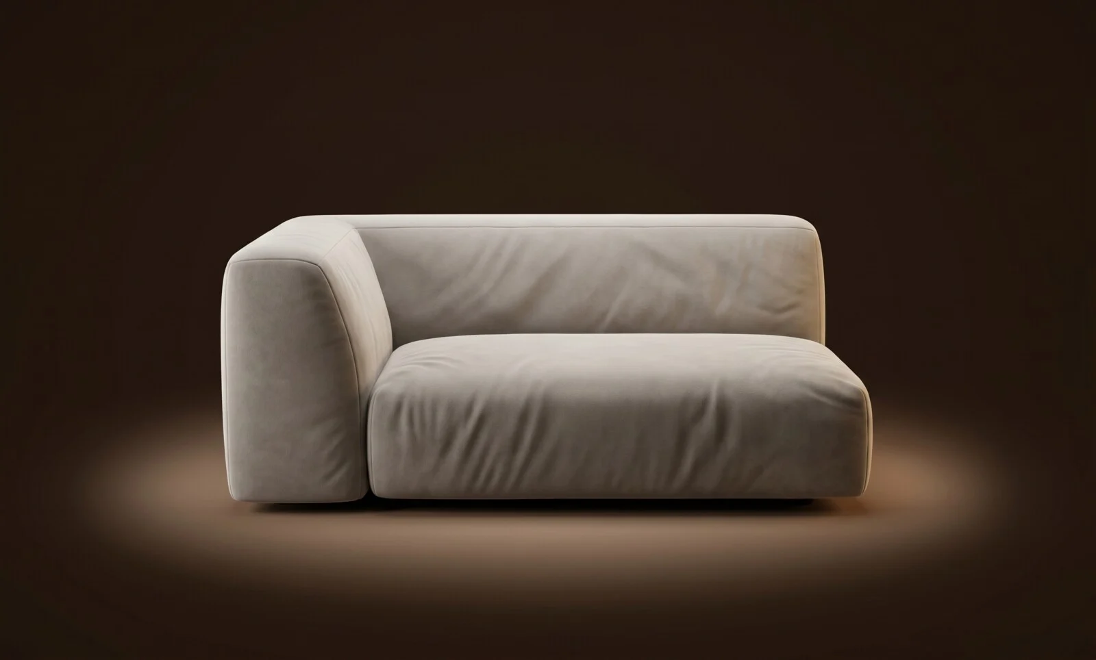 Cream Kingston single chaise module on a white stage