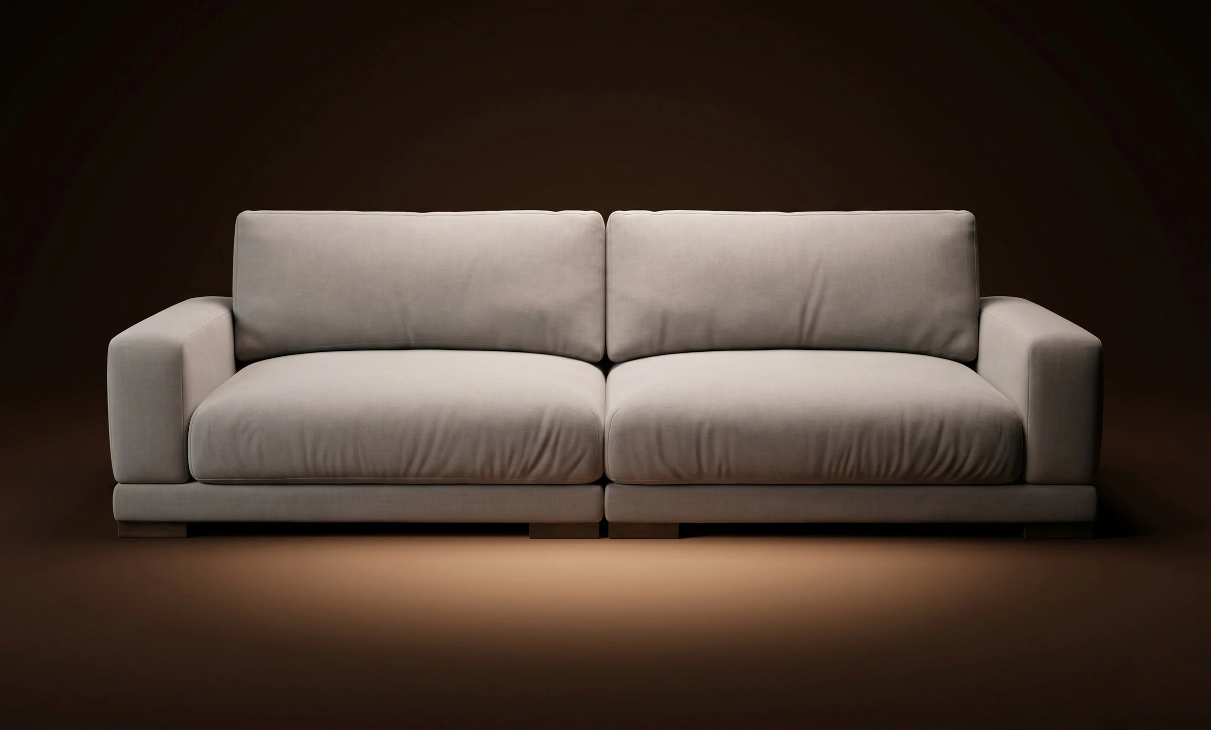 Cream Palermo two-seater on a warm-dark spotlit stage